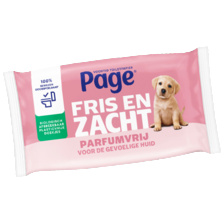 Page vochtig toiletpapier
